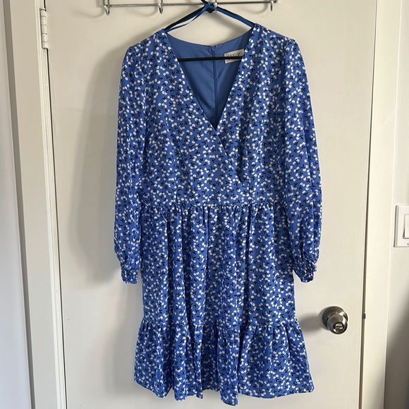 Eliza J Floral Cherries Surplice Neck Long Sleeve Fit & Flare Dress - Picture 2 of 5